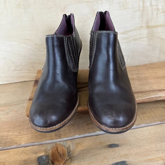 Hush Puppies‎ Leather Wedge Booties Boots Brown 10 Women's - Picture 3 of 7